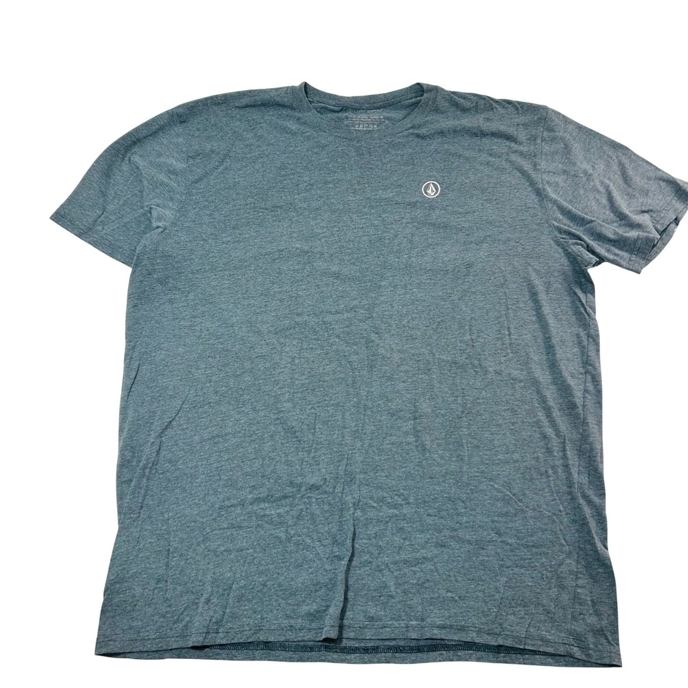 Volcom Mens XL Heather Blue Grey Short Sleeve Stone Logo T-Shirt Tee